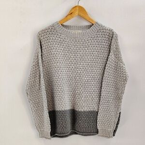 Rag Poets Kitted Crew Neck Pullover Sweater Two Tone Gray Size Large